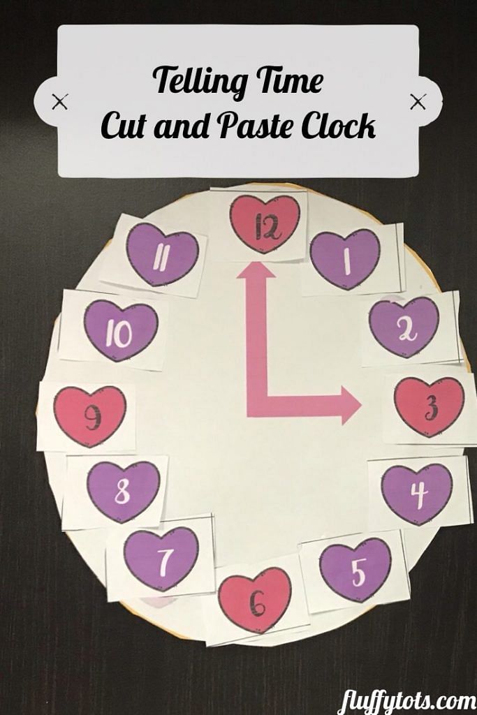 Valentine Printable Worksheets for Preschool : Valentine Clocks 2