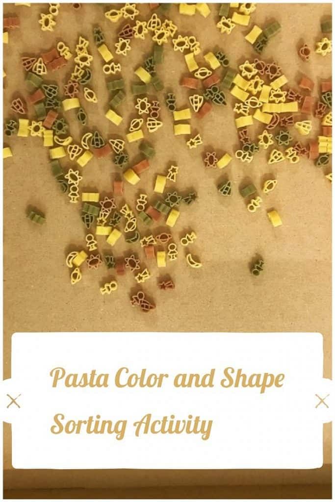 Using pasta to help toddlers learn about colors and different shapes