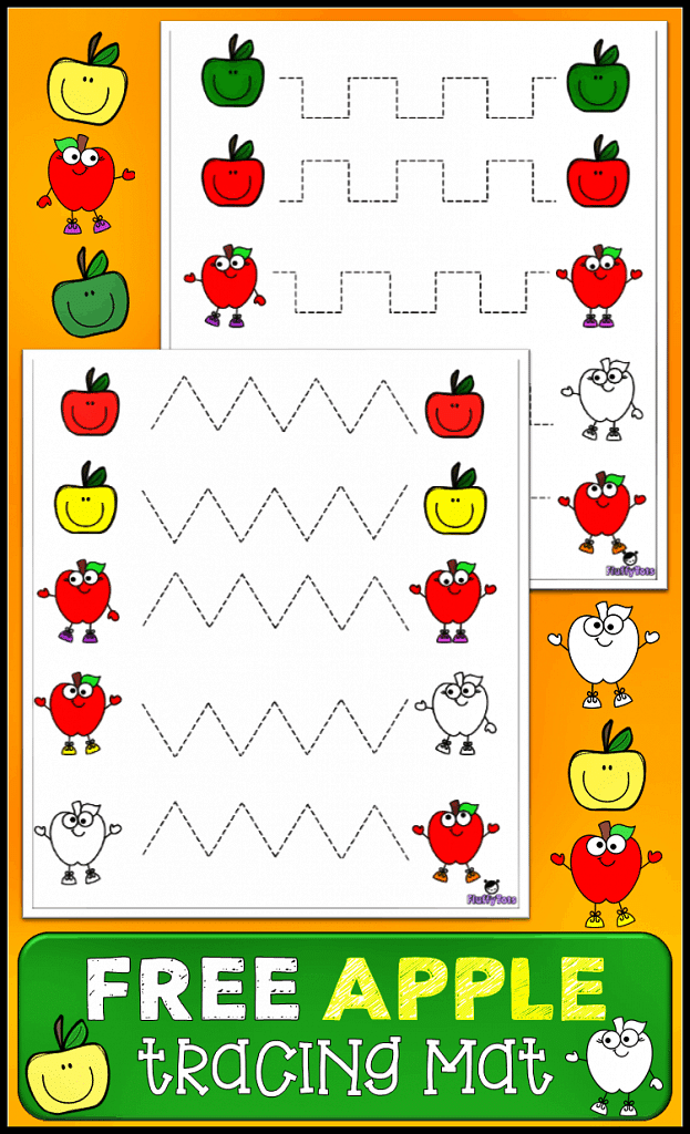 Apple Tracing Mat for toddlers and preschoolers