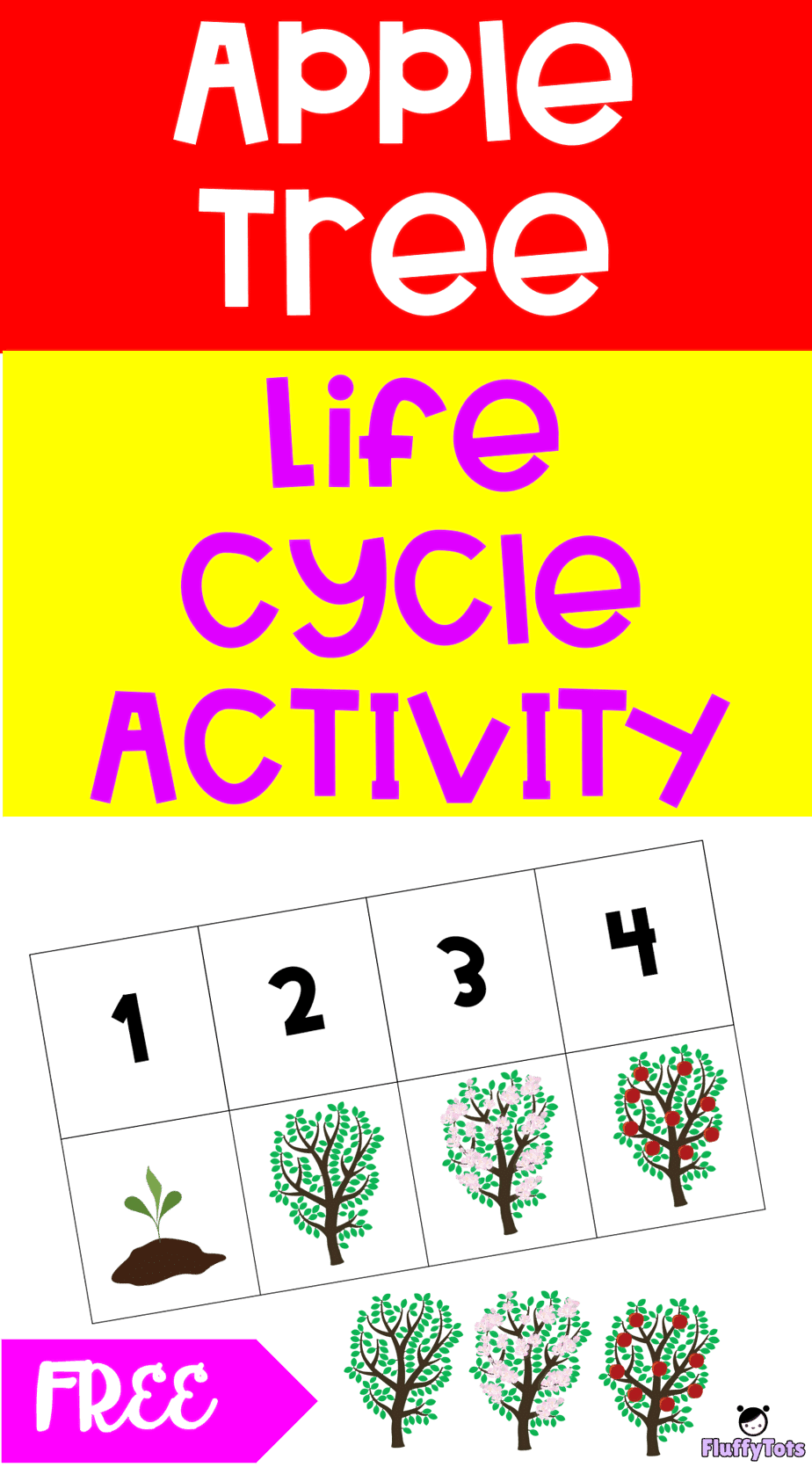 Apple Tree Life Cycle Activity : FREE 2 Sequencing Printable - FluffyTots