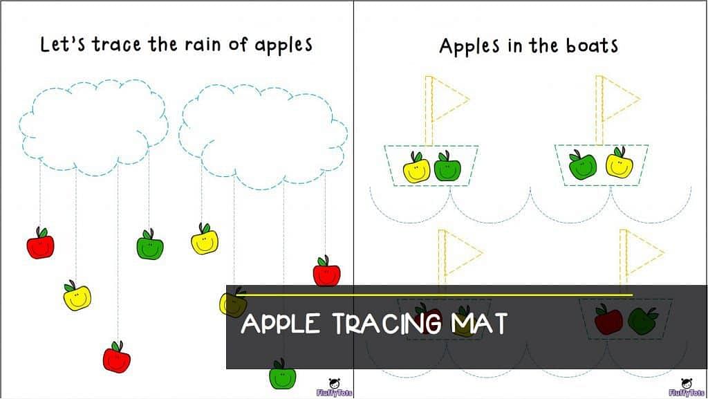 FREE 12 Sets of Apple Tracing Mat for Toddlers 5