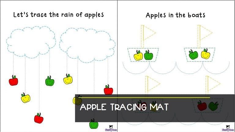 FREE 12 Sets of Apple Tracing Mat for Toddlers