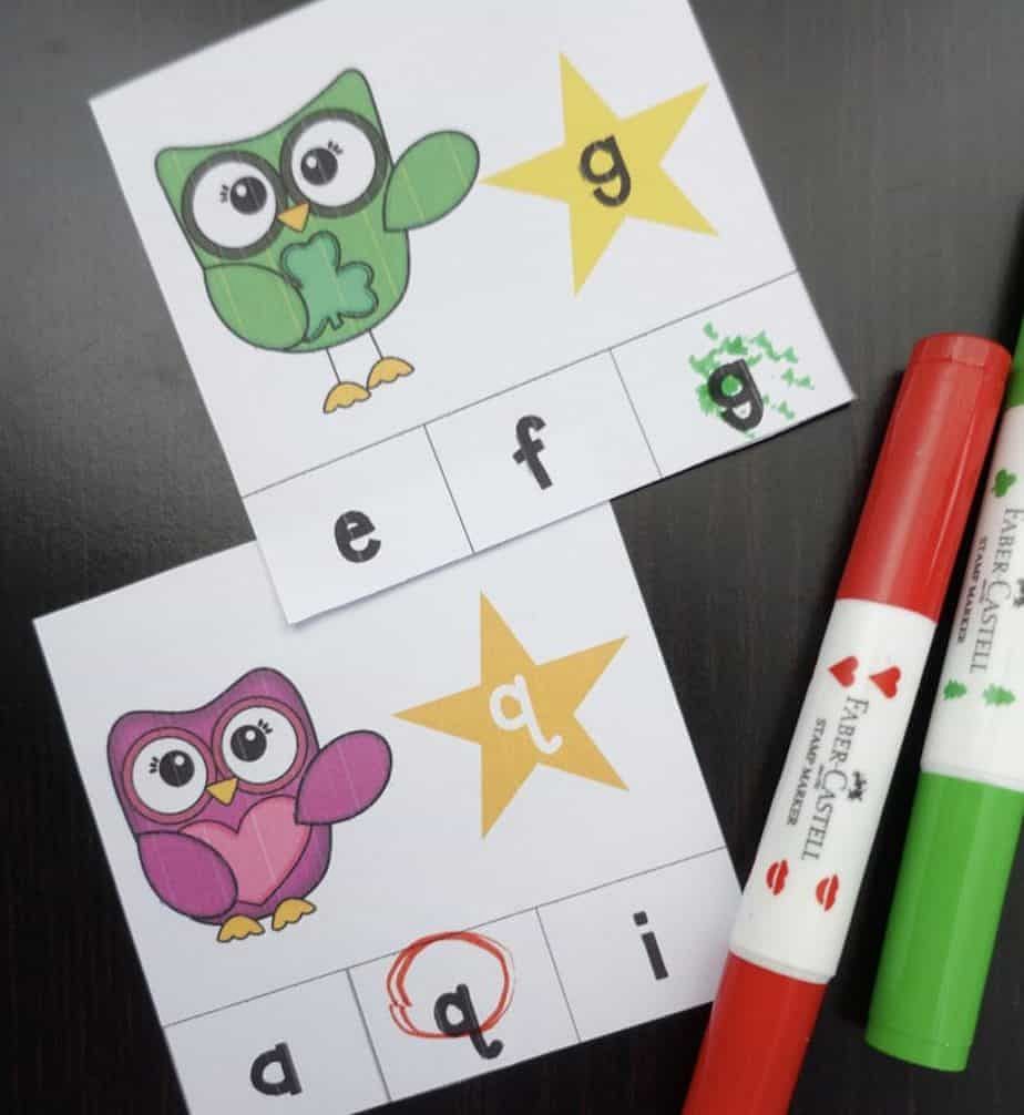 owl theme alphabet card