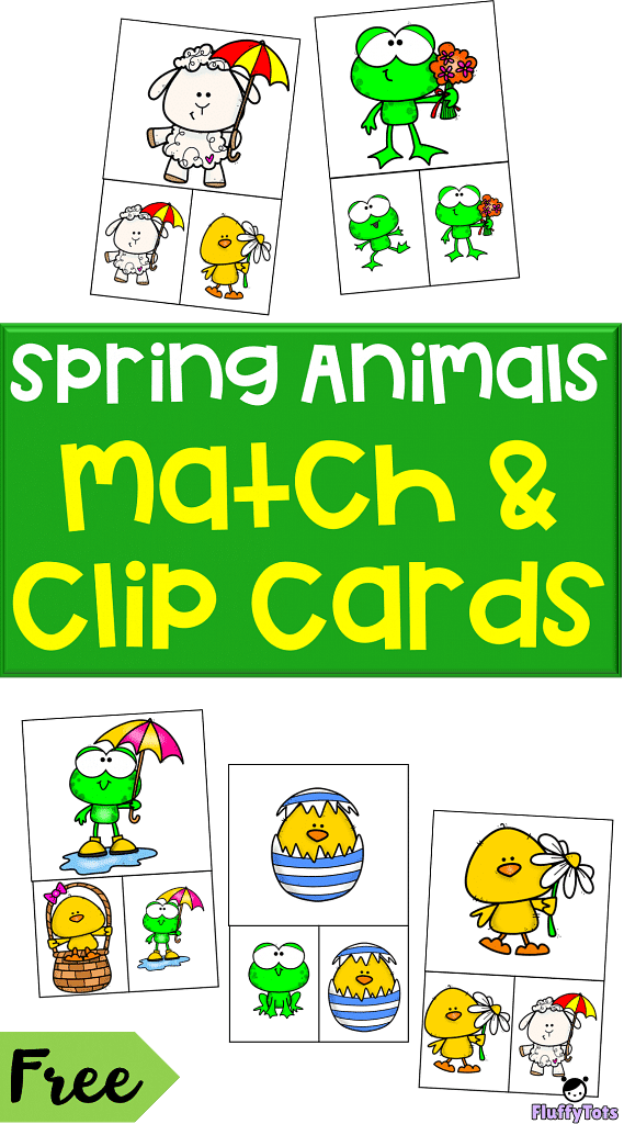 Spring Animals Match and Clip Cards Free