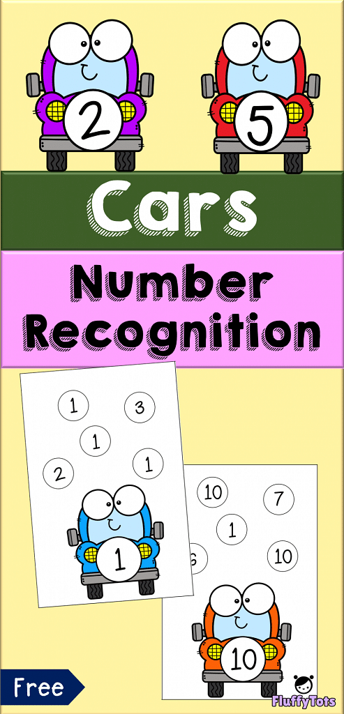 Cars Number Recognition Free Printables