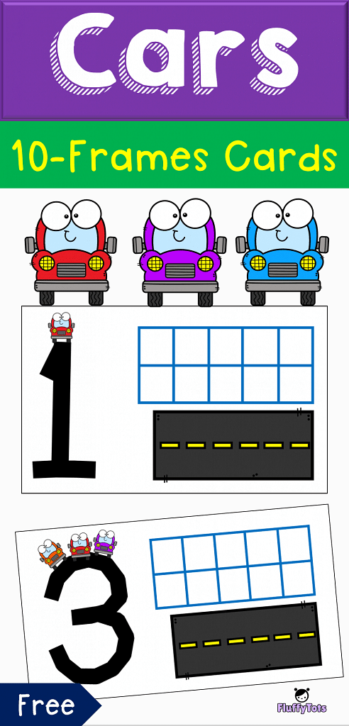 Cars on the road 10-frames cards