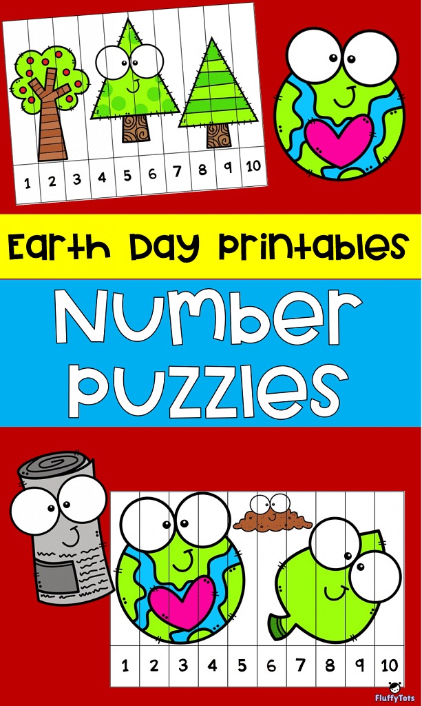Earth Day 123 Number Puzzles Printables