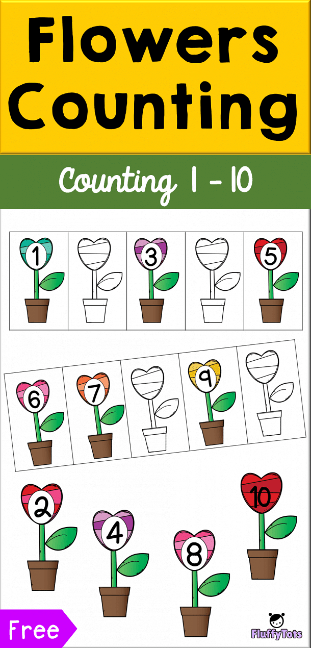 Flowers Counting : FREE Counting 1-10 - FluffyTots