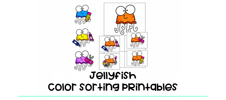 Jellyfish Color Sorting Printables : FREE 4 Sets of Adorable Jellyfish