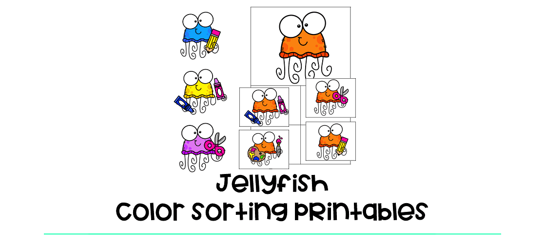 Jellyfish Color Sorting Printables : FREE 4 Sets of Adorable Jellyfish 1