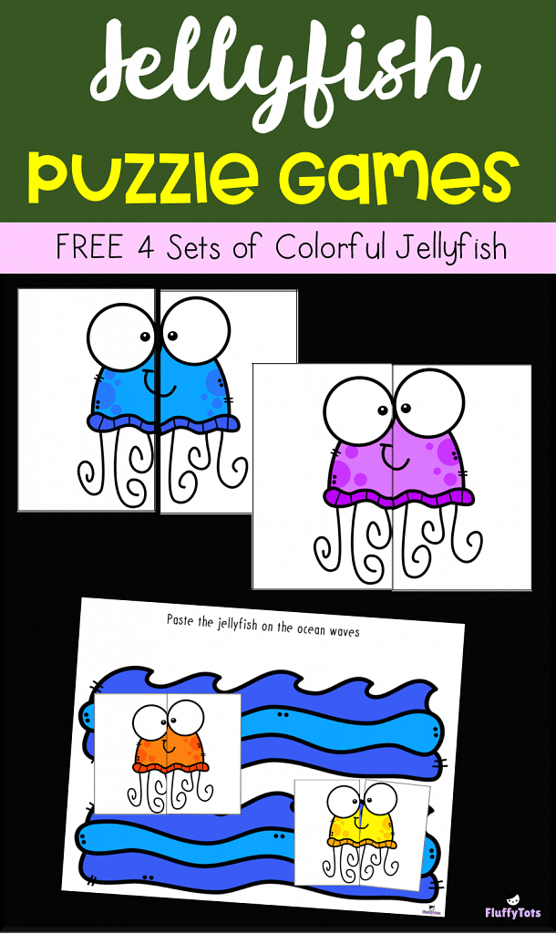 4 fun jellyfish printable puzzles for kids and toddlers fluffytots