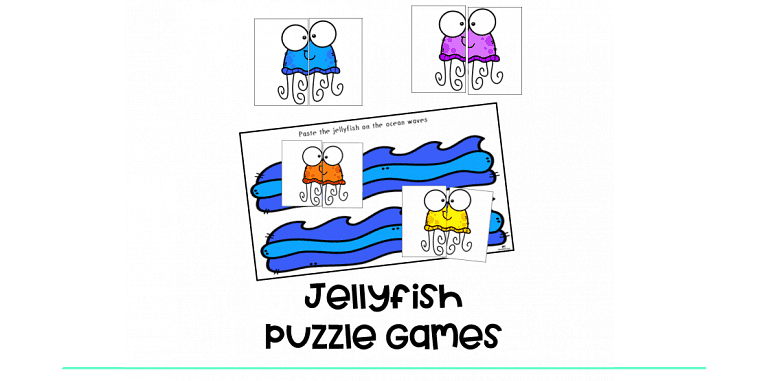 4 Fun Jellyfish Printable Puzzles for Kids and Toddlers