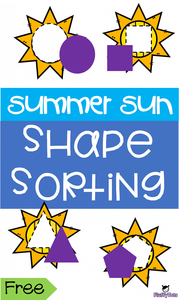 Summer Sun Shape Sorting Printable
