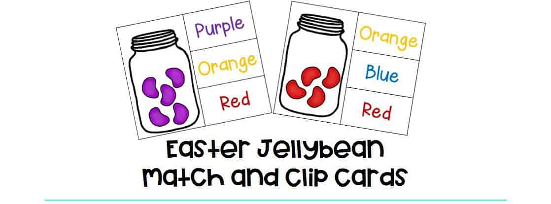 easter jellybeans match and clip cards