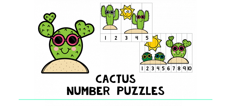 Cactus Number Puzzles : FREE 5 Cool Number Puzzles Printables