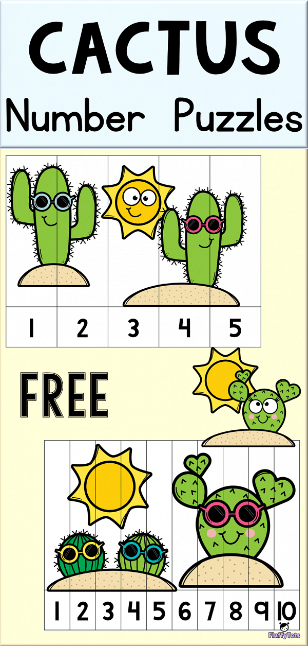 Cactus Number Puzzles Printables