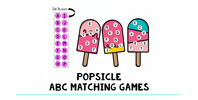 Popsicle ABC Matching with Dot Stickers : FREE Low Prep 26 Letters Printables