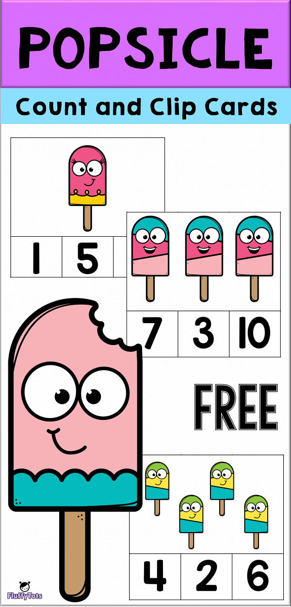 Popsicle Count and Clip Cards PRINTABLES