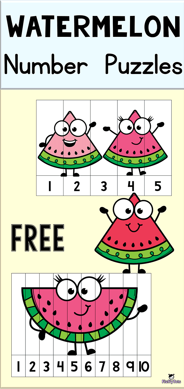 Watermelon Number Puzzles Printables