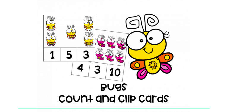 Bugs Count and Clip Cards : FREE 16 Low Prep Exciting Clip Cards