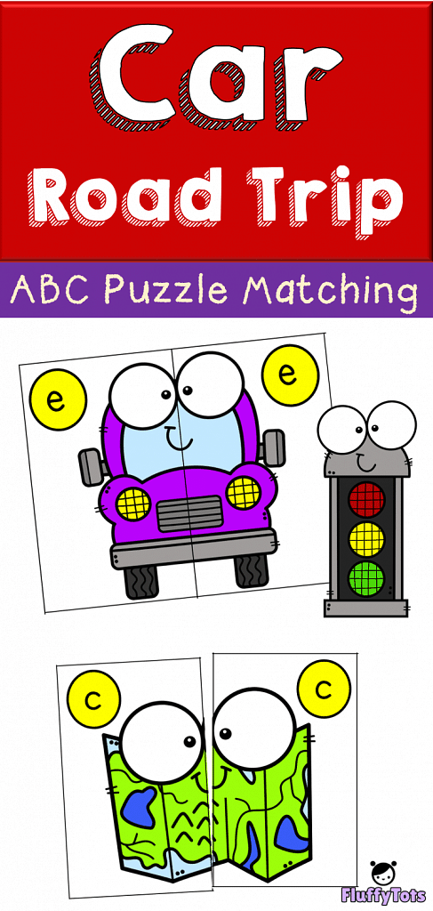 car road trip ABC Puzzle matching games