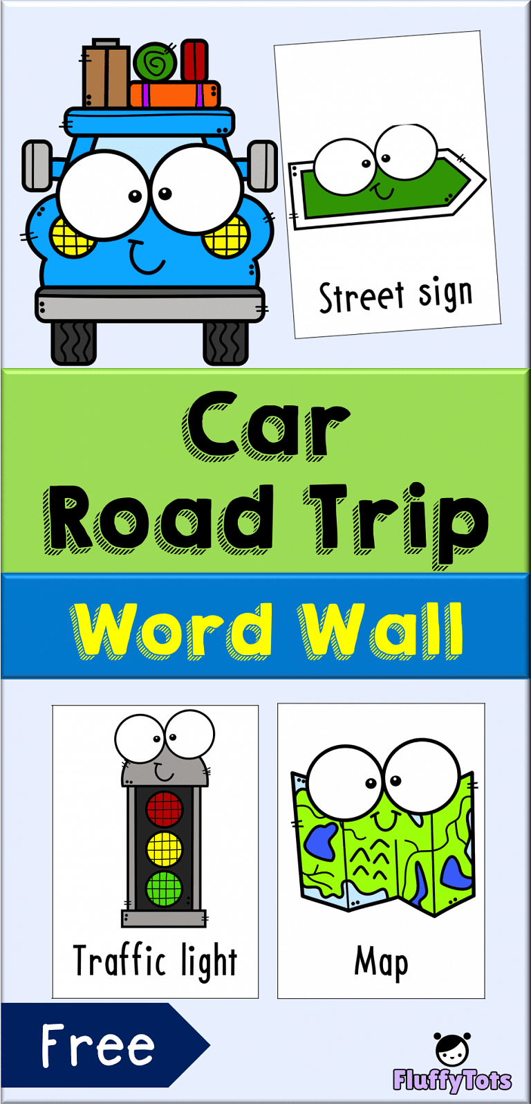 Car Road Trip Word Wall : FREE 12 Word Wall Cards for Preschoolers ...