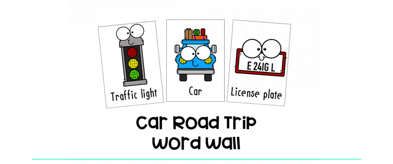 Car Road Trip Word Wall : FREE 12 Word Wall Cards for Preschoolers