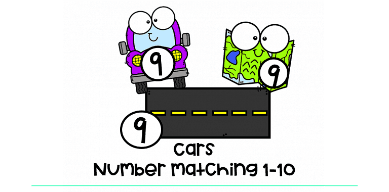 Simple Cars Number Matching Printables : FREE 1-10 Counting