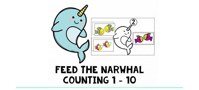 Counting 1-10 Fun Printables : FREE Feed The Narwhal Activity