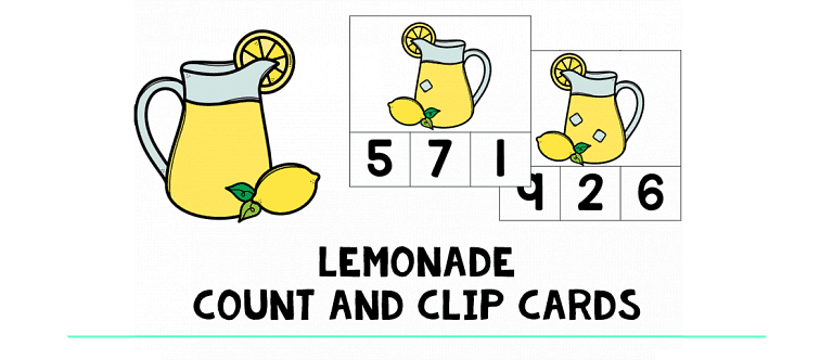 Lemonade Count and Clip Cards : FREE 20 Exciting Clip Cards