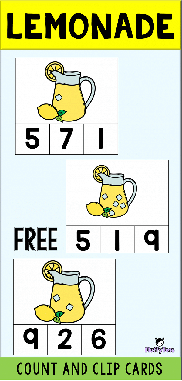 lemonade count and clip cards printables