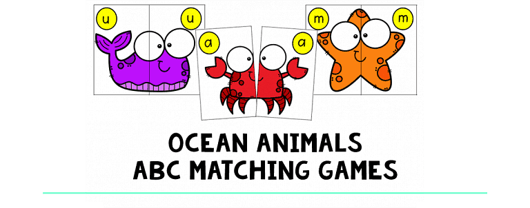 Cute 26 Ocean Animals Letter Matching Puzzle for Preschool
