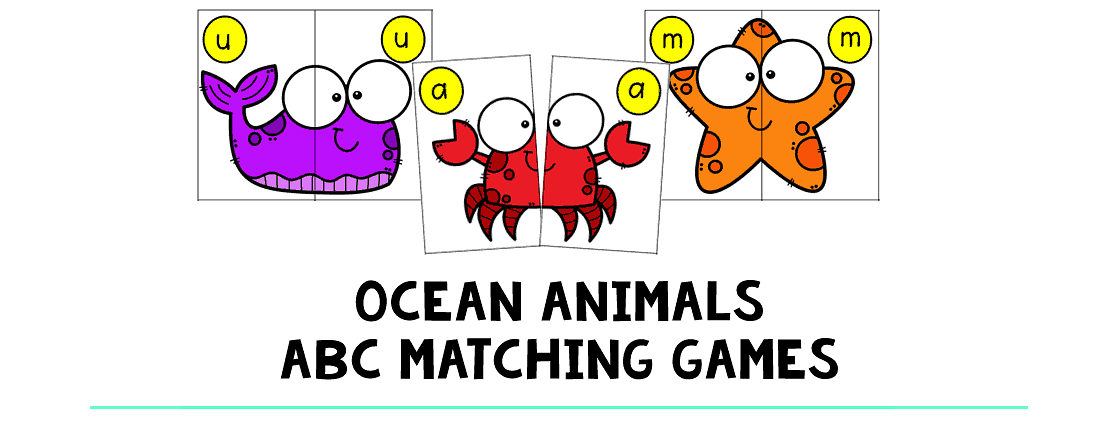 ocean animals ABC Matching Printables