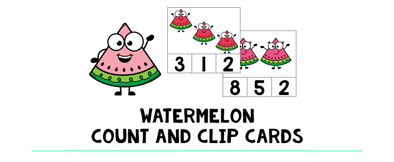 Watermelon Count and Clip Cards : FREE 20 Mouth-watering Clip Cards!