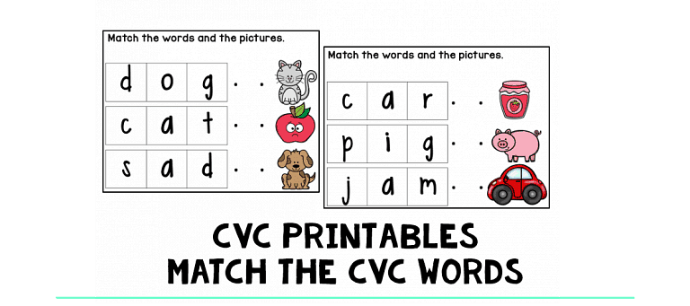 CVC Printables : FREE 6 Simple Words
