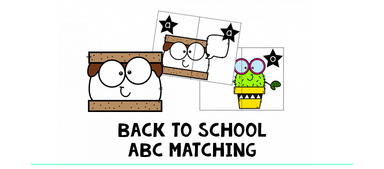 Back to School ABC Matching Puzzle : FREE 26 ABC Puzzles