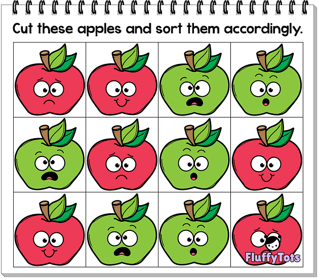 apple emotion sorting printables