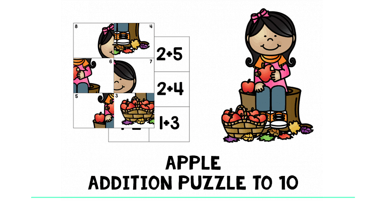 Apple Addition to 10 Puzzle : Exciting Puzzle to Practice Addition