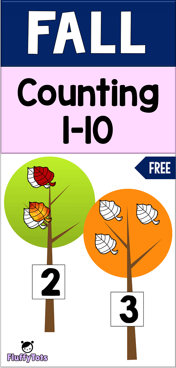 Counting Leaves on Trees Printable FREE Counting 110 FluffyTots