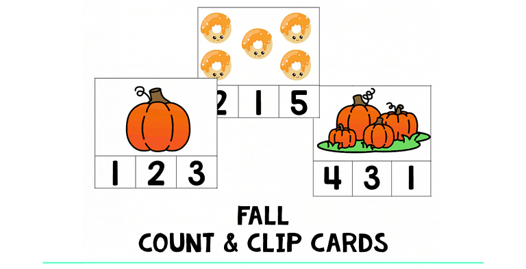 Fall Count and Clip Cards : FREE Counting 1-5 Activity