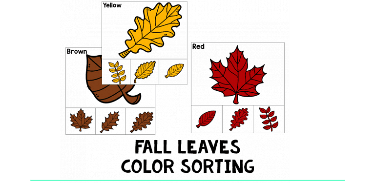 Fall Leaves Color Sorting Activity : FREE 3 Colors Sorting