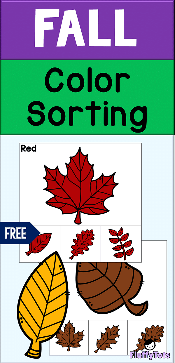 Fall Leaves Color Sorting Printables