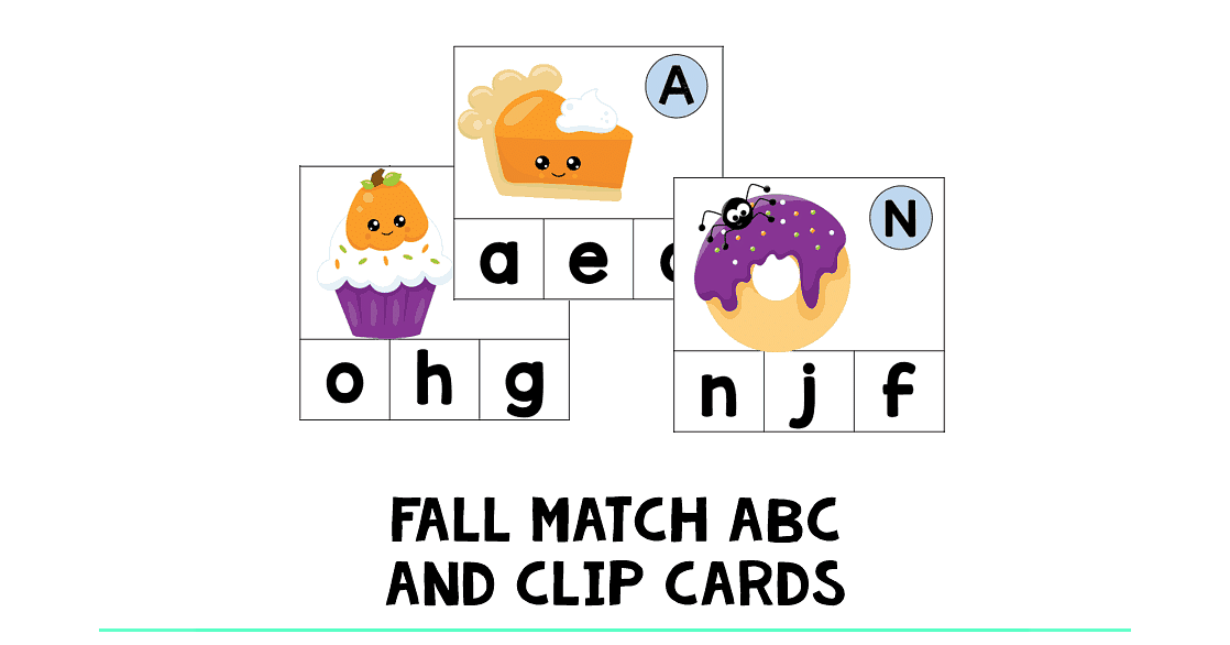 Fall Match ABC and Clip Cards