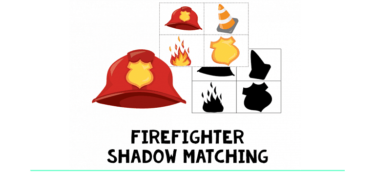 Firefighter Printable with 4 FREE Shadow Matching