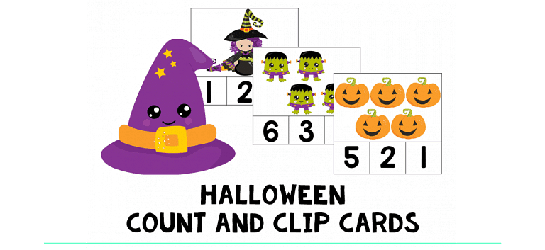 Halloween Count and Clip Cards : FREE 12 Clip Cards