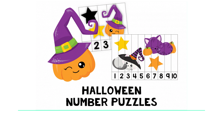 Halloween Number Puzzles : FREE 2 Sets of Number Puzzles