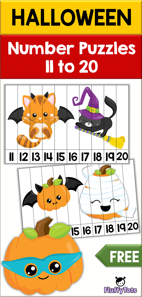 Halloween Number Puzzles 11 to 20