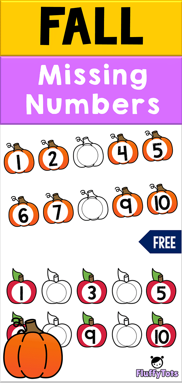 fall missing numbers printables