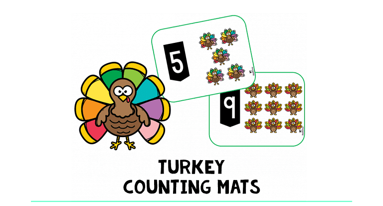 Turkey Counting Mat : FREE Counting 1-10 Activity