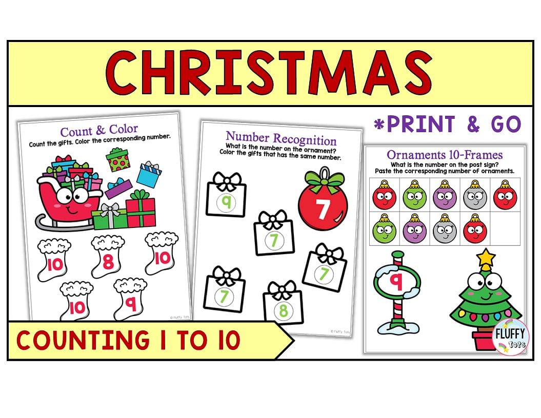 60+ Fun Pages of Christmas Math Preschool Activities 1